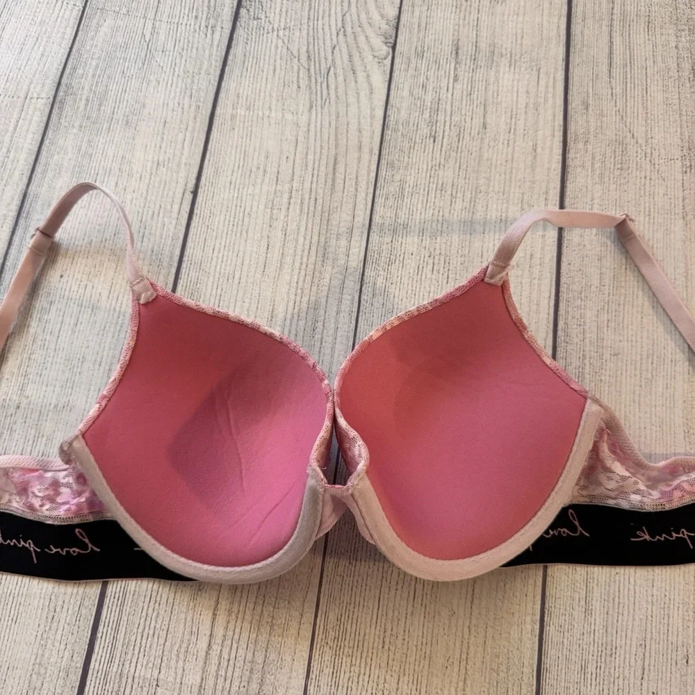 Victoria's Secret PINK Wear Everywhere Push Up Bra 34C Pink Floral Lace
